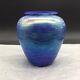 Tom Stoenner 2010 Vintage Signed Art Glass Blue Vase Hand Blown