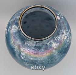 Tom Stoenner Hand Blown Studio Art Glass Vase, Artist Signed 10 inches