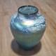 Tom Stoenner Signed Art Glass Vase 2000 Millennium Iridescent Blue Luster 9.5