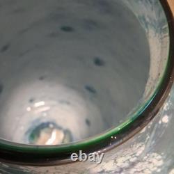 Tom Stoenner Signed Art Glass Vase 2000 Millennium Iridescent Blue Luster 9.5