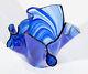 Tony Serviente Signed Cobalt Swirl Thermo-formed Glass Handkerchief Vase
