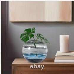 Torre & Tagus Andrea 7 Handmade Blue Glass Vase & Rounded Art Glass Bowl wit