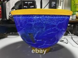 Transjo Hyttan Studio Art Glass Blue Orange Bowl/Vase Signed RITZMAN & CARLSSON