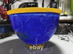 Transjo Hyttan Studio Art Glass Blue Orange Bowl/Vase Signed RITZMAN & CARLSSON