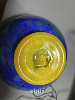 Transjo Hyttan Studio Art Glass Blue Orange Bowl/Vase Signed RITZMAN & CARLSSON