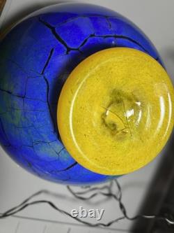Transjo Hyttan Studio Art Glass Blue Orange Bowl/Vase Signed RITZMAN & CARLSSON