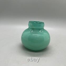 Turquiose Hand Blown Studio Art Glass Vase Opalescent 2.75wx2.25