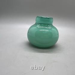 Turquiose Hand Blown Studio Art Glass Vase Opalescent 2.75wx2.25