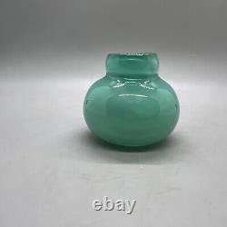 Turquiose Hand Blown Studio Art Glass Vase Opalescent 2.75wx2.25