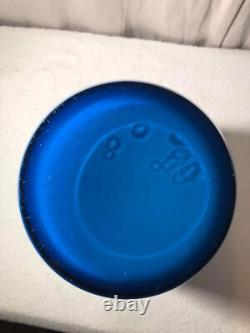 Turquoise Cased Murano Italy Glass Vase WithWhite Sommerso Interior Circa 1960 15