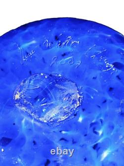 UNIQUE Hand-Blown Cobalt Blue Glass Wall Vase 10.5 H x 4 Dia. Signed by Artist