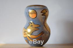 Ulrica Hydman Vallien Kosta Boda vase gold decor Sweden Art Glass collectible