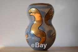 Ulrica Hydman Vallien Kosta Boda vase gold decor Sweden Art Glass collectible