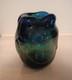 Unique 1972 Signed William Bartlett 5.25 Blue Swirl Art Glass Paperweight Vase
