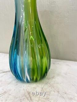 Unique Hand-Blown Glass Vase Green, Blue