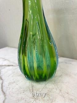 Unique Hand-Blown Glass Vase Green, Blue