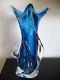 Unsigned Chalet Blue Art Glass Sculpture Vase