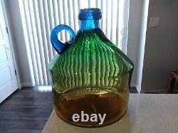 Unusual Rare Blenko Art Glass MCM Huge Blue Top Mountain Top Whiskey Jug #7740