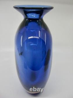V Nason & C Murano Glass Vase Clear Blue Glossy Smooth Italy 9 3/4 Tall 9 lbs