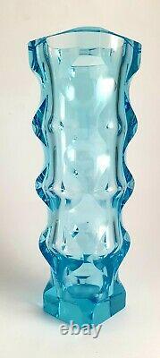 VASE EXBOR OLDRICH LIPSKY 1964 BLUE 60s H. 21 cm CZECHOSLOVAKIAN ART GLASS