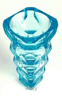 VASE EXBOR OLDRICH LIPSKY 1964 BLUE 60s H. 21 cm CZECHOSLOVAKIAN ART GLASS