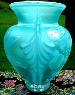 VERY RAREFENTON CAMEO CARVED BUBBLE MAGIC FEATHER VASE K. Murphy-R. Bomkamp