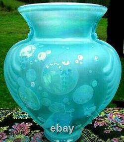 VERY RAREFENTON CAMEO CARVED BUBBLE MAGIC FEATHER VASE K. Murphy-R. Bomkamp