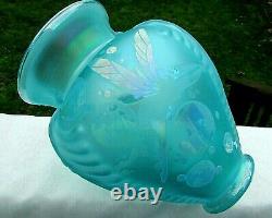 VERY RAREFENTON CAMEO CARVED BUBBLE MAGIC FEATHER VASE K. Murphy-R. Bomkamp