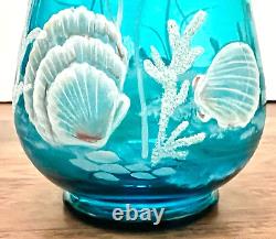 VHTF FentonTURQUOISE SEA LIFE SEAHORSE NAUTICAL VASEQVC. 100th Anniversary