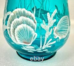 VHTF FentonTURQUOISE SEA LIFE SEAHORSE NAUTICAL VASEQVC. 100th Anniversary