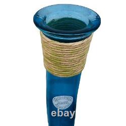 VIDRIOS SAN MIGUEL 100% Recycled Glass 31 Tall Floor Vase Bottle Aqua Blue