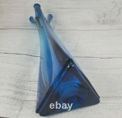 VIKING Turquoise Blue Glass Vintage 3 Foil Swung Flair Vase Hard to Find MCM 12