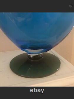 VINTAGE 12 Blenko Vase Art Glass Figural Fish Colbolt Blue