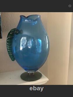 VINTAGE 12 Blenko Vase Art Glass Figural Fish Colbolt Blue