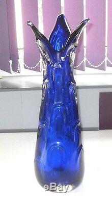 VINTAGE 1960/70s VERY LARGE ITALIAN MURANO SOMMERSO FREEFORM ART GLASS VASE