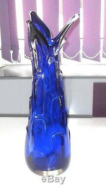 VINTAGE 1960/70s VERY LARGE ITALIAN MURANO SOMMERSO FREEFORM ART GLASS VASE