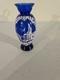 VTG 1939 New York World's Fair Cobalt Blue Glass Vase Italian Pavilion Scen 4.5