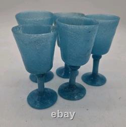 VTG 1960's EXTREMELY Rare Ars Cenedese Murano Scavo blue glasses Made in Italy