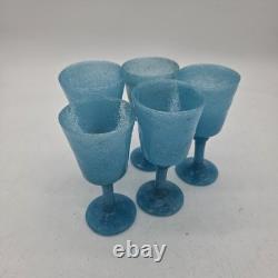 VTG 1960's EXTREMELY Rare Ars Cenedese Murano Scavo blue glasses Made in Italy