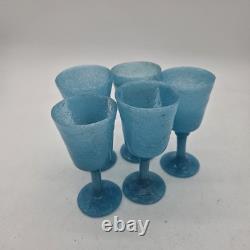 VTG 1960's EXTREMELY Rare Ars Cenedese Murano Scavo blue glasses Made in Italy