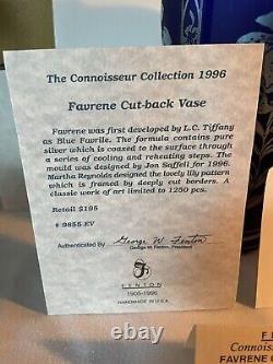 VTG 1996 Fenton Art Glass Connoisseur Collection Favrene Cut-back Vase