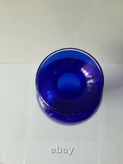 VTG 1998 Hand Blown LINDSAY Studio Art Glass Cobalt Blue Vase Signed Nautical