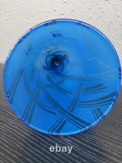 VTG Correia Art Glass Blue Vase Signed EVLTRQ 54/200 1982 L. E