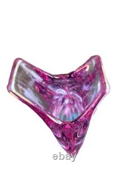 VTG Czech Purple & Teal Glass Vase Miroslav Klinger Zelezny Brod Sklo ZBS 1960s