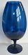 VTG Empoli Italy Art Glass Vase Cobalt Blue Optic Footed Snifter Swirl Stem 17