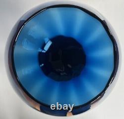 VTG Empoli Italy Art Glass Vase Cobalt Blue Optic Footed Snifter Swirl Stem 17