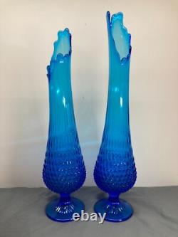 VTG Fenton Rare 21 Hobnail Cobalt Blue Vases