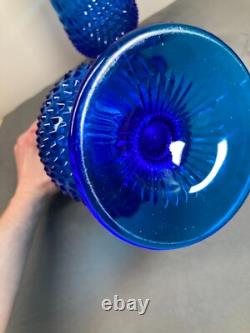 VTG Fenton Rare 21 Hobnail Cobalt Blue Vases