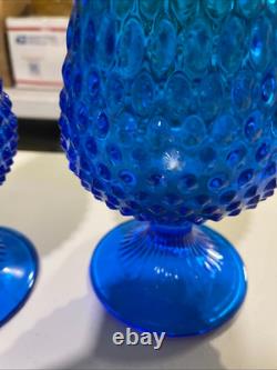 VTG Fenton Rare 21 Hobnail Cobalt Blue Vases some fleas