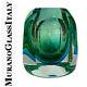 VTG Murano Art Glass Sommerso Vase Geometric Mid Century Modern Italy Green Blue